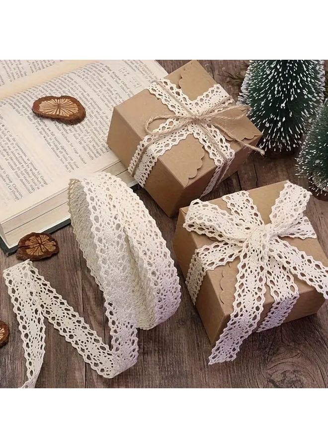 5 Yards White Ivory 100 Lace Trim 2cm Wide Floral Pattern For Crafts Sewing Scrapbooking - Image 1